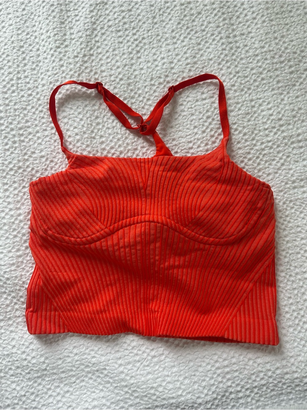 lululemon athletica Red Ribbed Bustier Crop Top